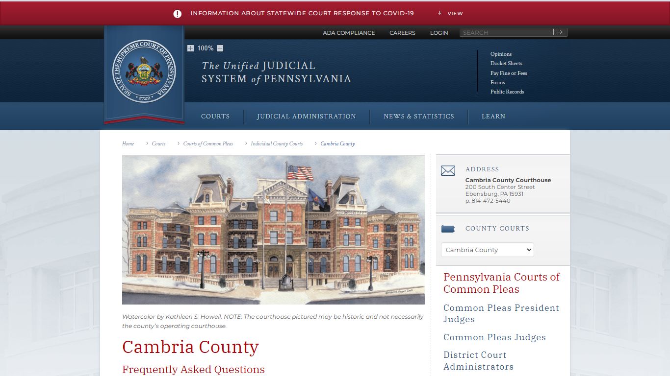 Cambria County | Individual County Courts - Judiciary of Pennsylvania