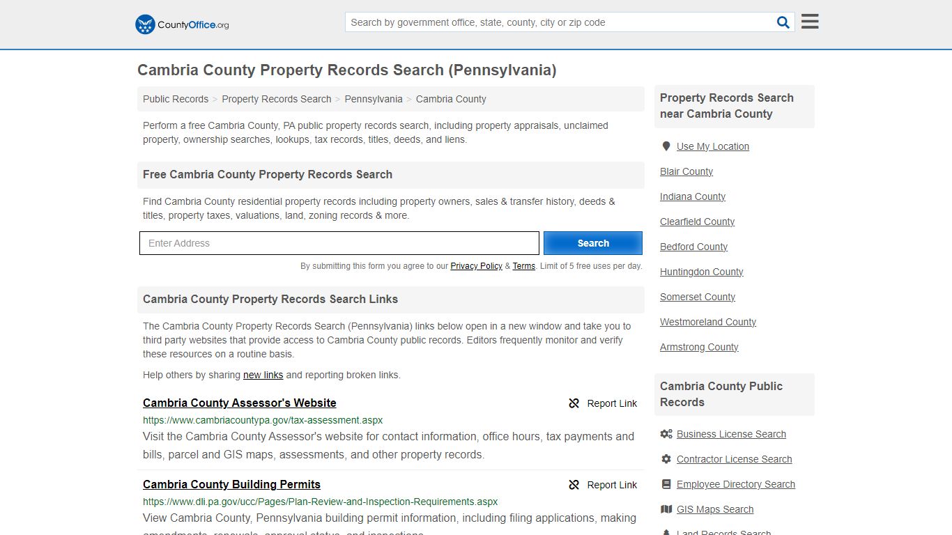 Cambria County Property Records Search (Pennsylvania) - County Office